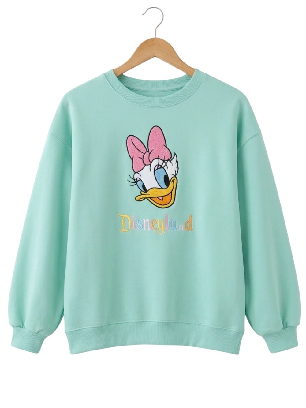 Disneyland Resort Daisy Duck Embroidered Mint Green Crewneck Sweatshirt Medium